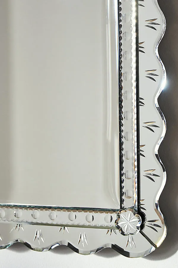 Venetian Scalloped Glass Wall Mirror - Silver product