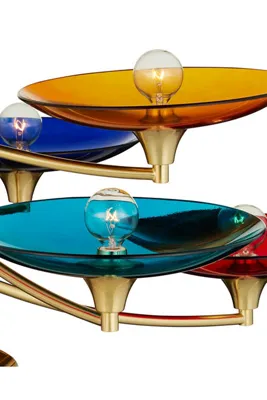Veneto Layered Glass Disc Chandelier - Brass by Anthropologie, alternate view