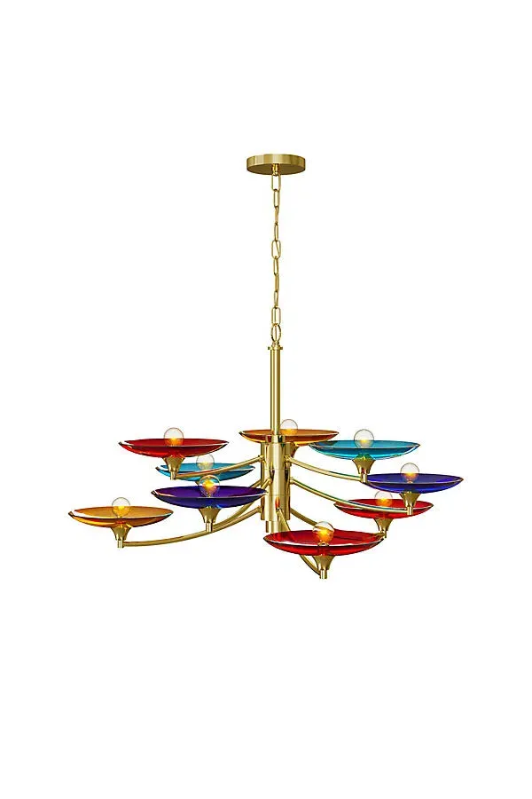 Veneto Layered Glass Disc Chandelier - Brass by Anthropologie