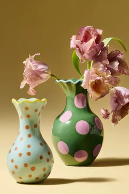 Victoria Dot Bud Vase - Stoneware by Anthropologie, image 2