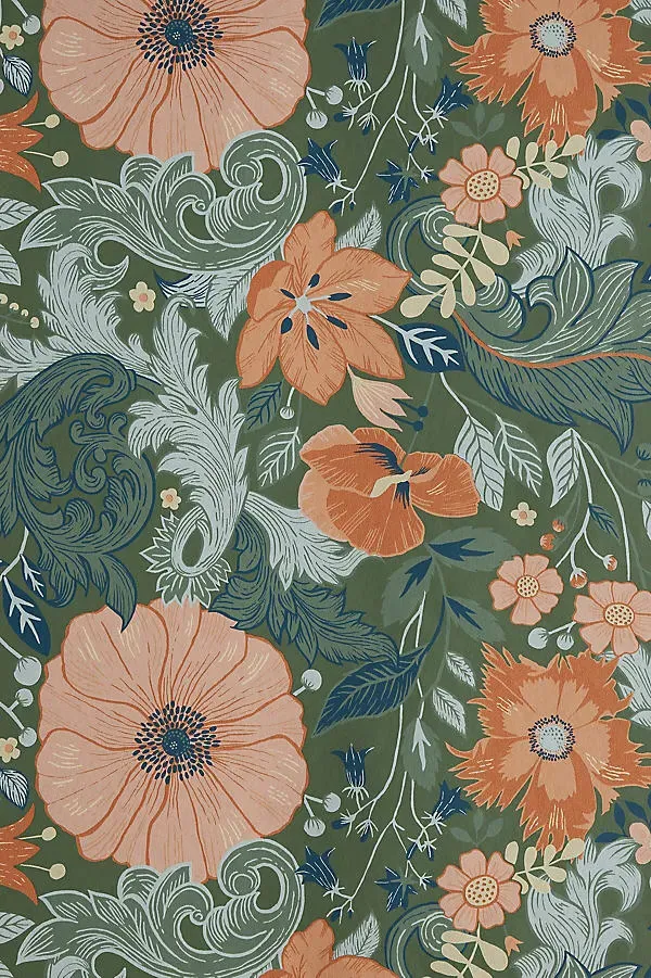 Victoria Floral Nouveau Wallpaper - Green product
