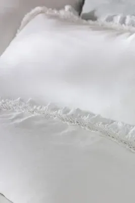 Victoria Ruffle Duvet Cover - Ivory, Cotton Velvet by Anthropologie, image 2