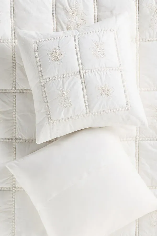 Vienne Floral Embroidered Cushion Cover - White, Cotton product