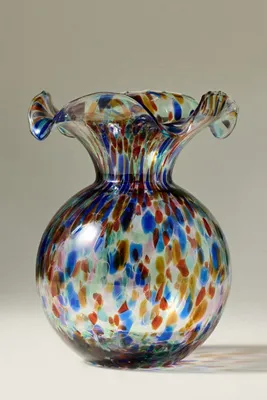 Vietri Hibiscus Italian Glass Vase Medium - Blue by Anthropologie, alternate view