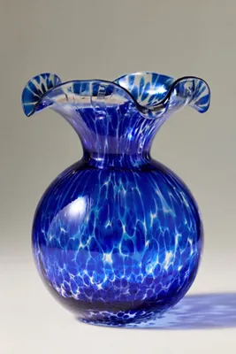 Vietri Hibiscus Italian Glass Vase Medium - Blue by Anthropologie, alternate view