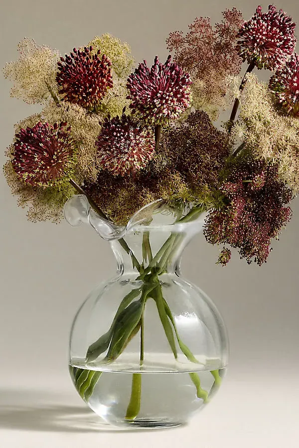 Vietri Hibiscus Italian Glass Vase Medium - Clear by Anthropologie