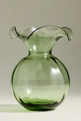 Vietri Hibiscus Italian Glass Vase Medium - Green by Anthropologie, alternate view