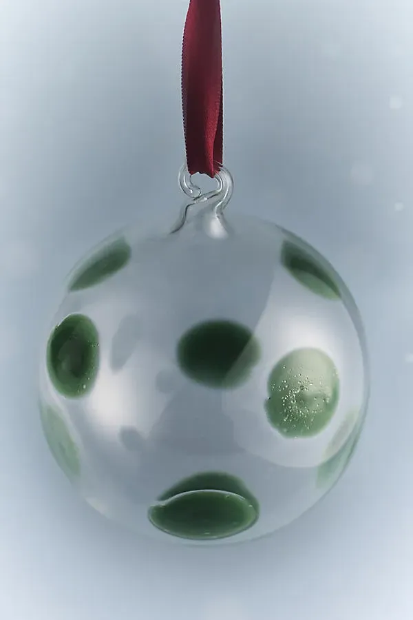 Vietri Italian Glass Dot Ornament - Green, Borosilicate Glass by Anthropologie, alternate view