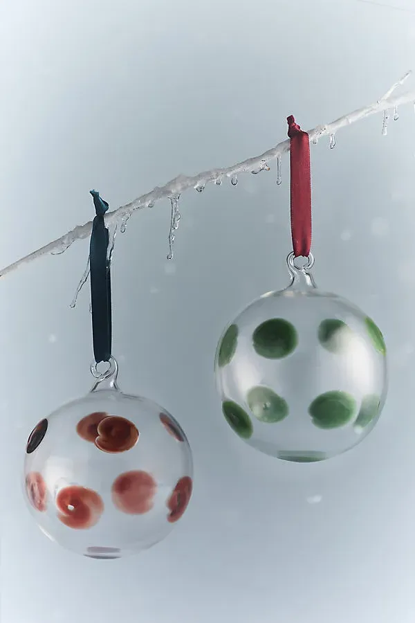 Vietri Italian Glass Dot Ornament - Green, Borosilicate Glass by Anthropologie
