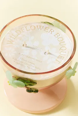 Vine Floral Wildflower Bouquet Glass Candle - Orange product
