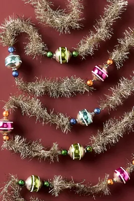 Vintage Tinsel Garland - Blue, Plastic by Anthropologie, alternate view