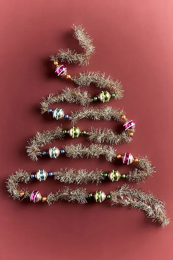 Vintage Tinsel Garland - Blue, Plastic by Anthropologie
