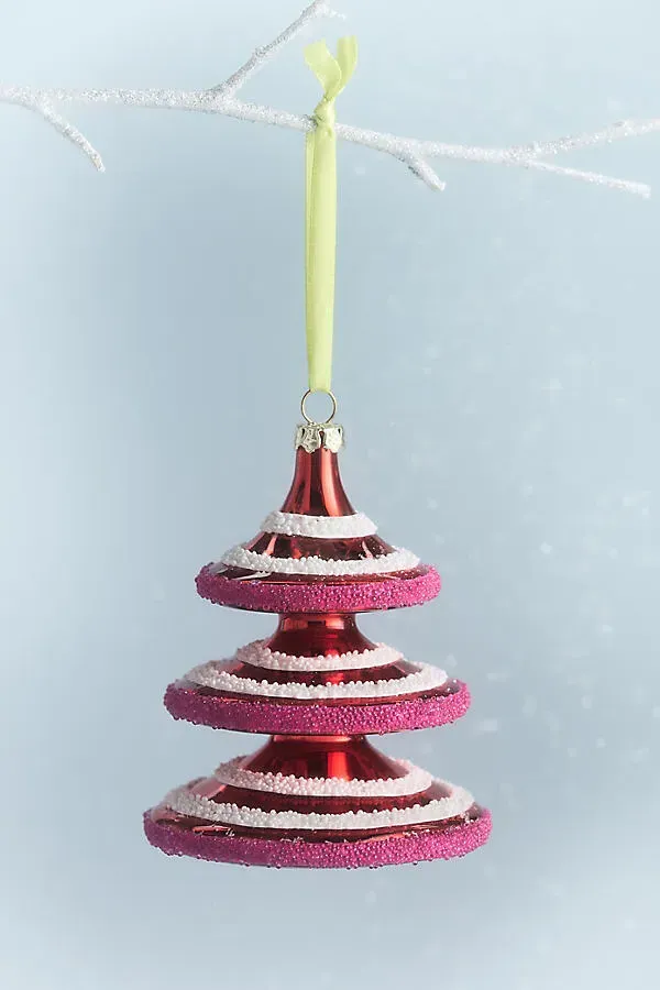 Vintage Tree Glass Ornament - Red by Anthropologie