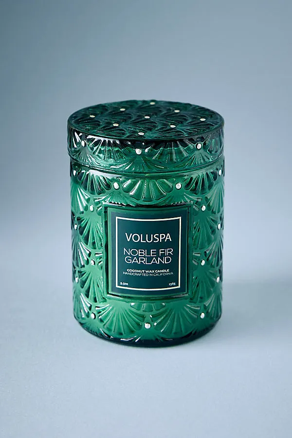 Voluspa Noble Fir Garland Jar Candle - Green by Anthropologie, alternate view