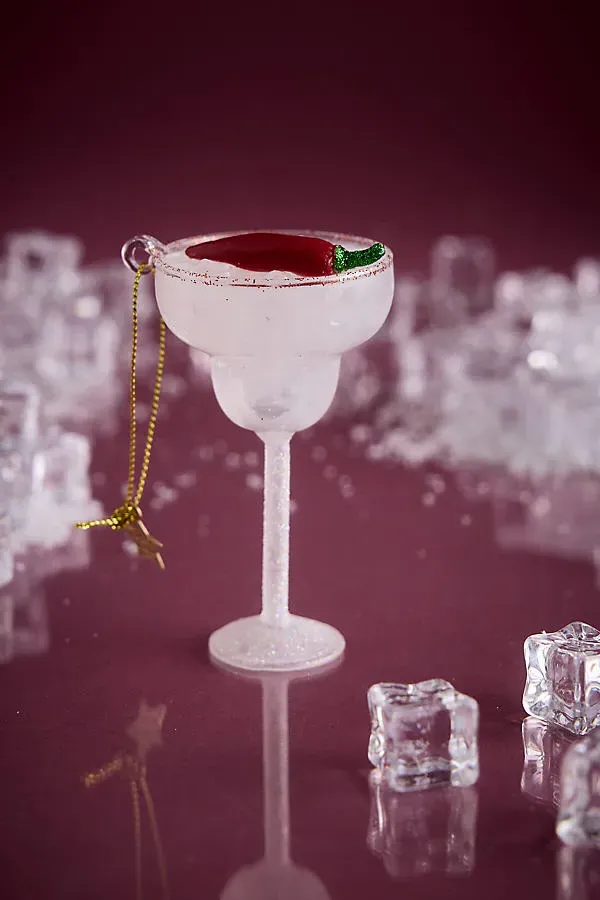 Vondels Glass Spicy Margarita Cocktail Ornament - Red by Anthropologie