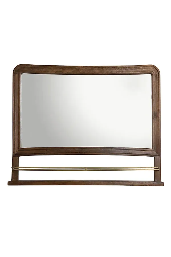 Wall Mirror with Shelf - Brown, Tropical Hardwood by Anthropologie