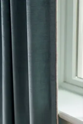 Washed Piped Velvet Curtain - Cotton/Rayon alternate view