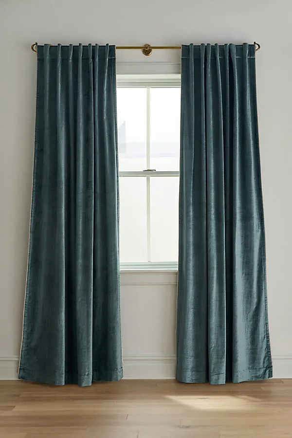 Washed Piped Velvet Curtain - Cotton/Rayon product