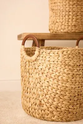 Water Hyacinth Woven Storage Basket - Beige product