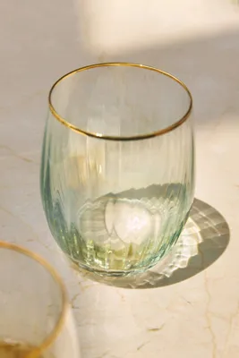 Waterfall 24k Gold Accent Stemless Wine Glasses Set of 4 - Green product