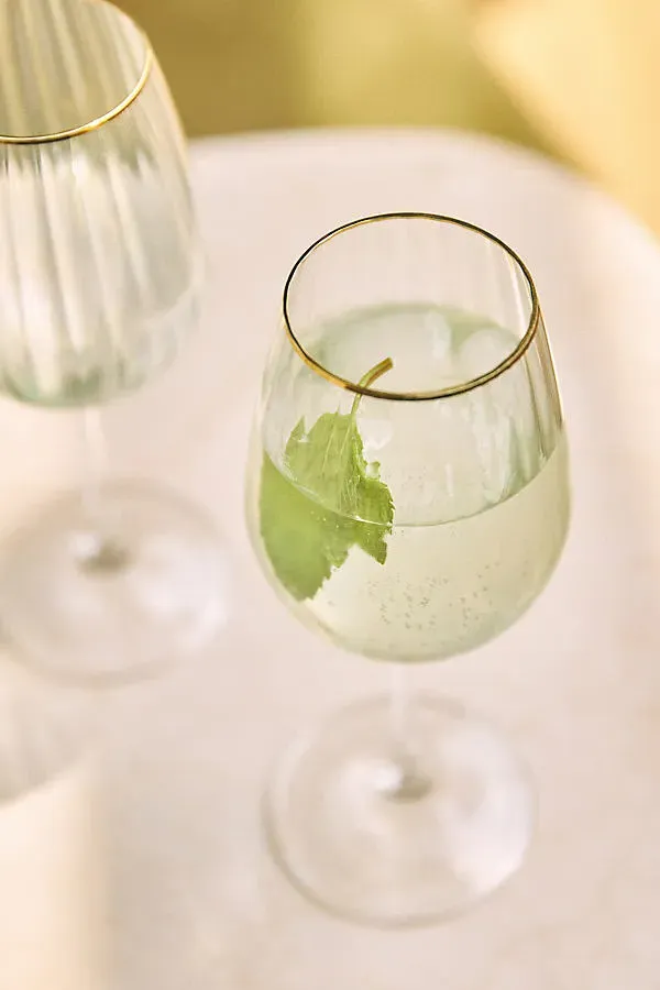 Waterfall 24k Gold Accent Wine Glasses Set of 4 - Green product
