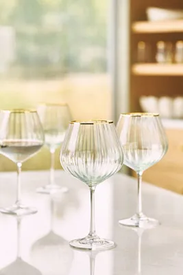 Waterfall Set of 4 Red Wine Glasses 24k Gold Rim - Green product