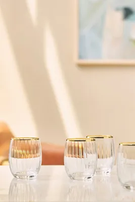 Waterfall Set of 4 Stemless Wine Glasses - Clear, Crystalline product