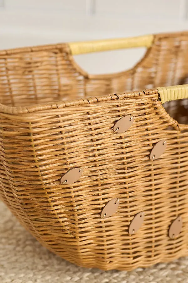 Watermelon Woven Wicker Storage Basket - Beige product