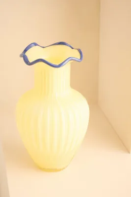 Wavy Milky Glass Vase - Yellow product