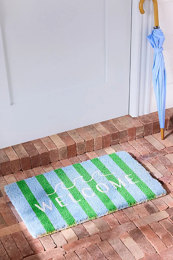 Welcome Waves Striped Doormat - Blue, Coir product