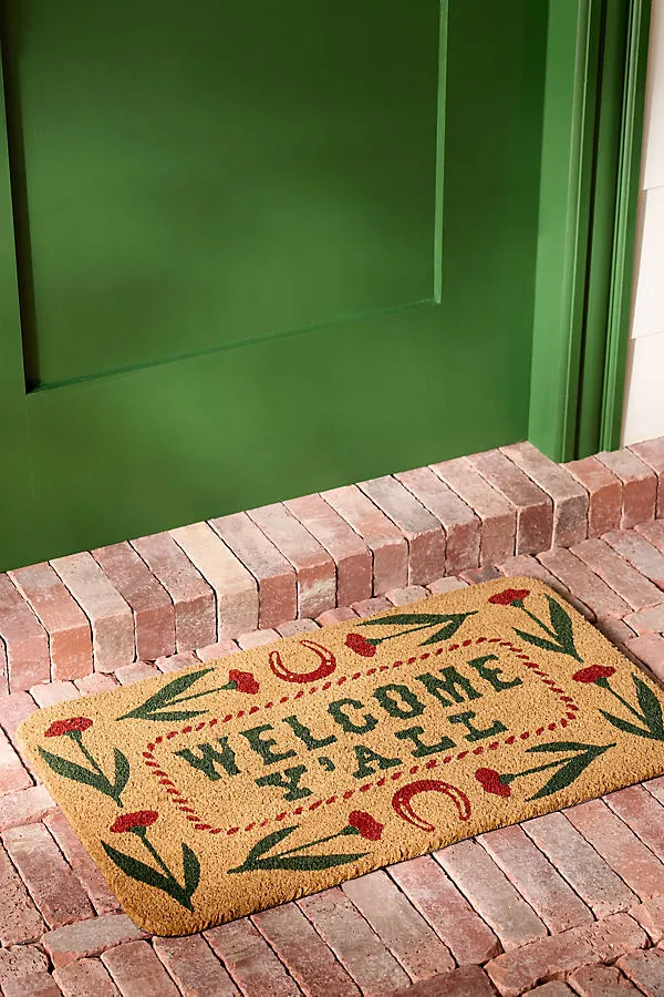 Welcome Y'all Printed Coir Doormat - Red product