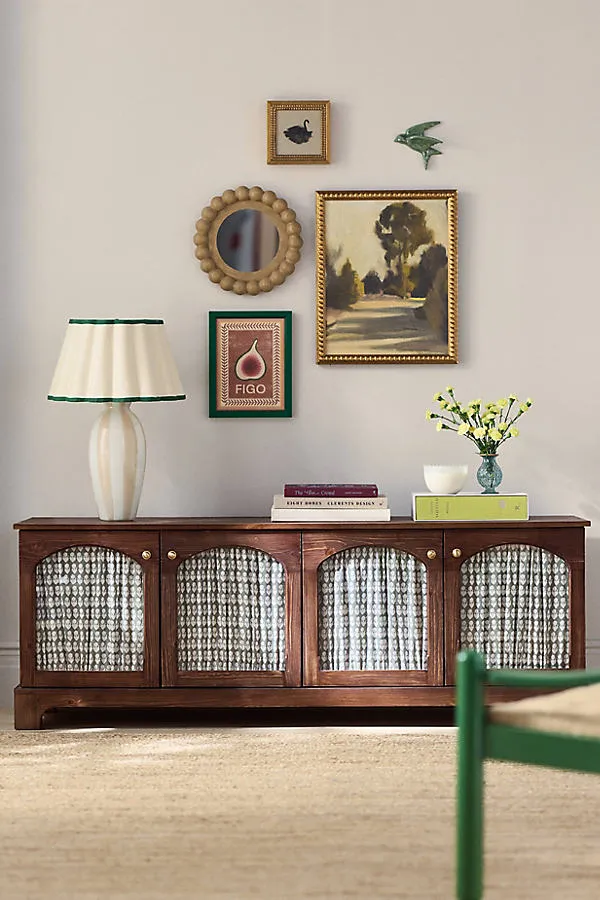 Whitney Curtain Media Console - Green by Anthropologie
