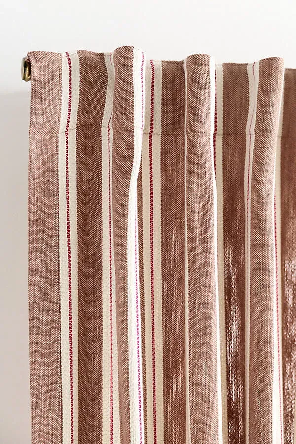 Wide Stripe Woven Curtain - Brown, Linen Rayon product