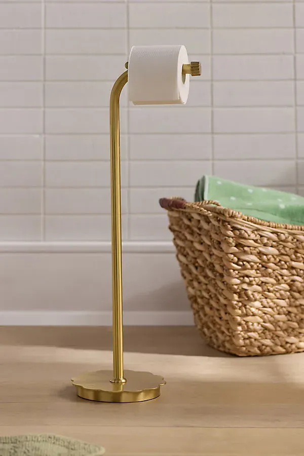 Wiggle Scalloped Standing Toilet Paper Holder - Gold, Brass product