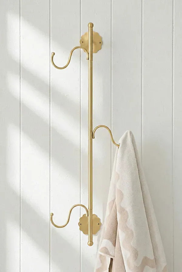 Wiggle Scalloped Swivel Hook Rack - Brass by Anthropologie