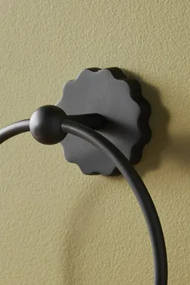Wiggle Scalloped Towel Ring - Black, Brass by Anthropologie, alternate view