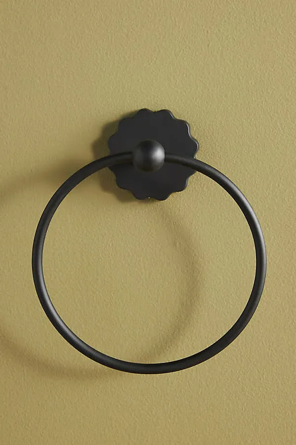 Wiggle Scalloped Towel Ring - Black, Brass by Anthropologie