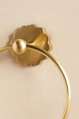 Wiggle Scalloped Towel Ring - Gold, Brass by Anthropologie, alternate view