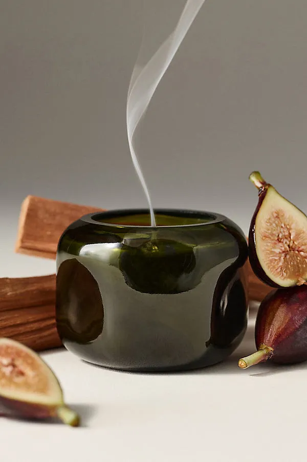 Wild Fig & Cedar Mini Glass Candle - Green by Anthropologie