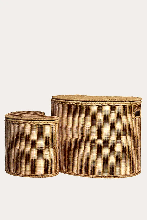 Willora Braided Storage Baskets - Rattan by Anthropologie
