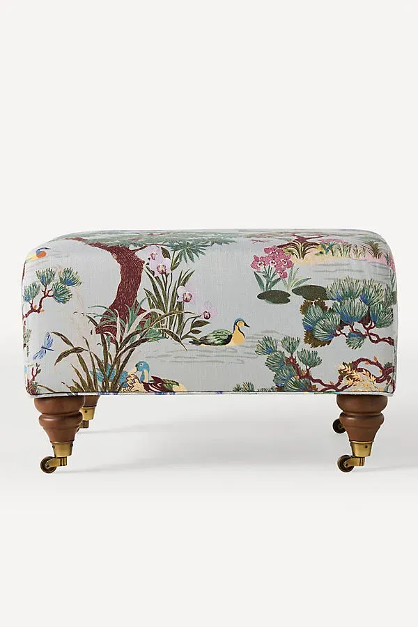 Willoughby Tess Ottoman - Ivory, Polyester/Linen product