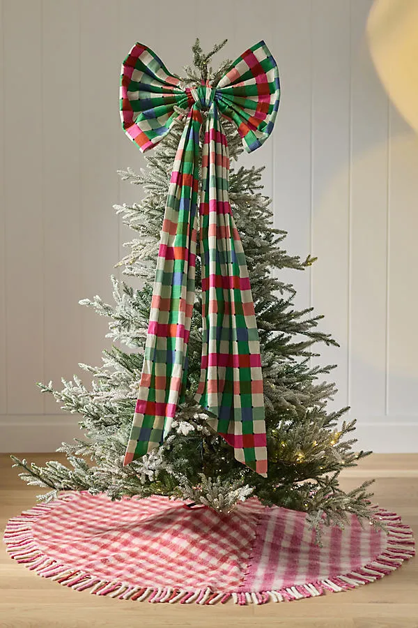 Willow Plaid Bow Tree Topper - Cotton by Anthropologie