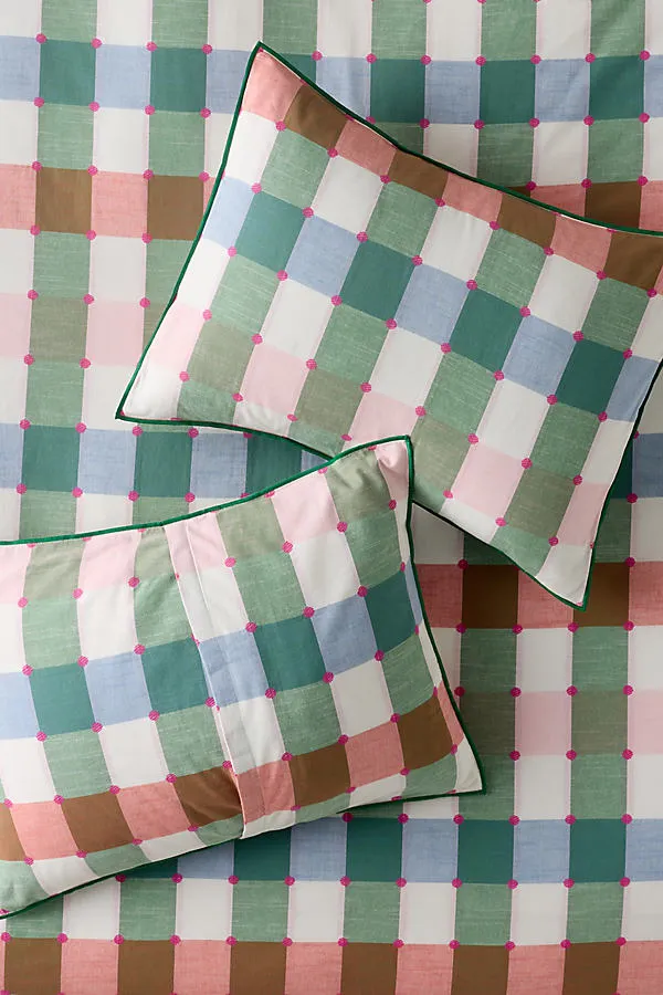 Willow Queen Pillow Shams Set of 2 - Cotton, Plaid by Anthropologie