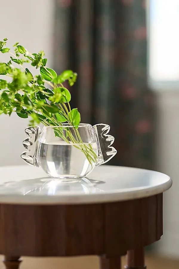Winged Pressed Glass Vase - White by Anthropologie