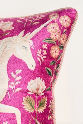 Winter Millefluers Printed Velvet Pillow - Purple, Cotton by Anthropologie, image 2