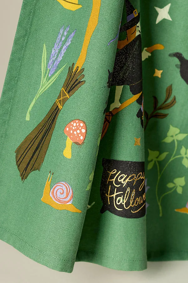 Witches Dish Towel - Green, Cotton product