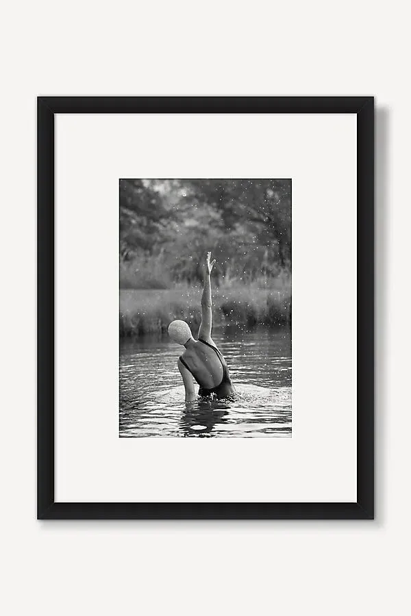 Woman In The Pond Vertical Wall Art - Black product