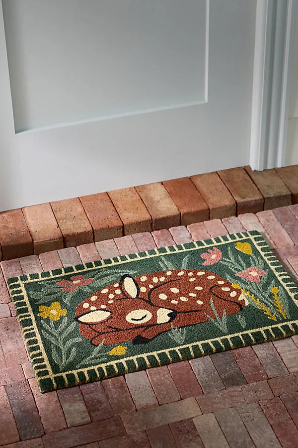 Woodland Coconut Fiber Doormat - Green by Anthropologie