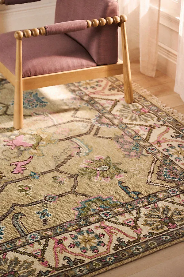 Wool Hand-Knotted Persian Inspired Runner Rug - Beige, Wool by Anthropologie