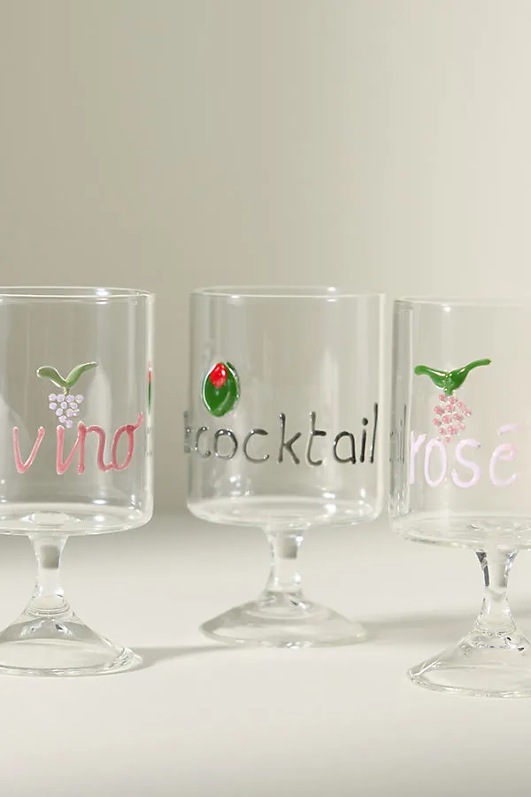 Word Play Wine Glass - Green, Borosilicate Glass product